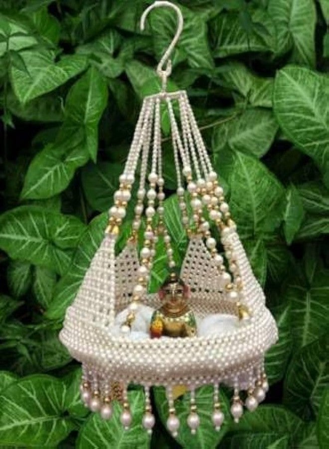 SEER Laddu Gopal Jhula Palna, Hanging Moti Swing for Laddu Gopal Ji, Nand Gopal Swing Palna, White, 0 to 5 No. - Image 1